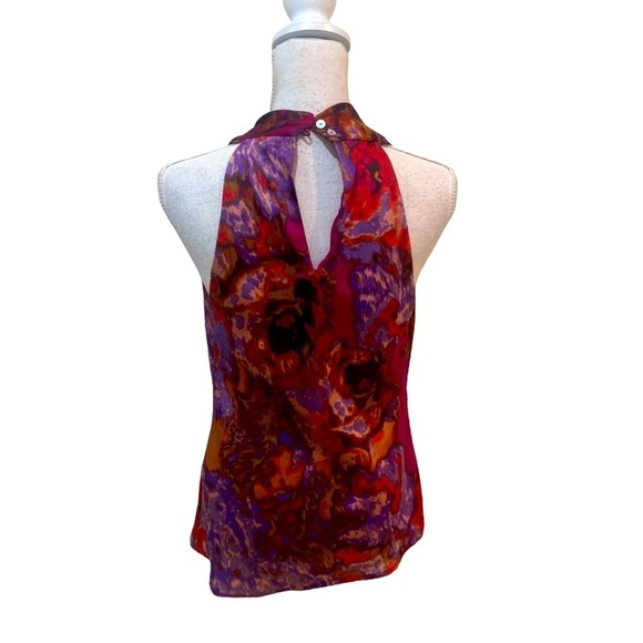 Adiva Red and Purple Abstract Halter Blouse - Picture 3 of 10